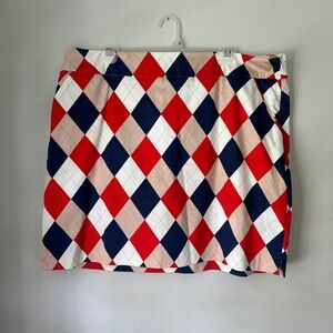 Loudmouth  Red White and Blue Argyle Golf Skort Size 12 NWT